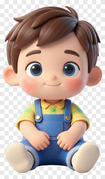 3D Cartoon Boy Sitting PNG