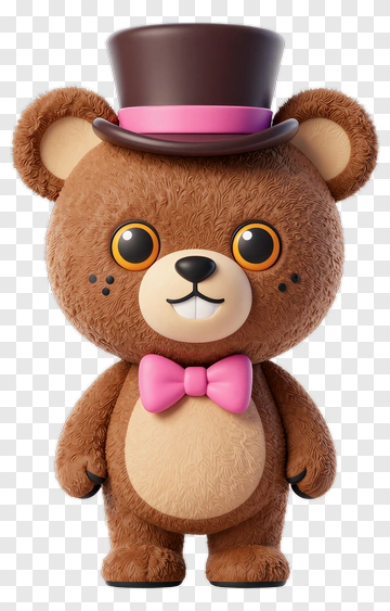 3D Bear Wearing A Top Hat And Bow Tie PNG