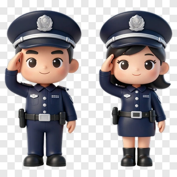 Cartoon Police Officers Saluting PNG