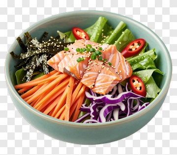 Salmon Salad Bowl With Fresh Vegetables PNG