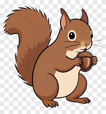 Cartoon Squirrel Holding An Acorn PNG