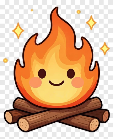 Cartoon Campfire With Smiling Face PNG