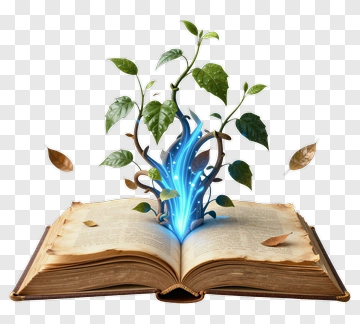 Open Book With Growing Plant PNG