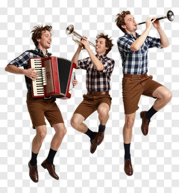 Musician Playing Accordion And Trumpet PNG