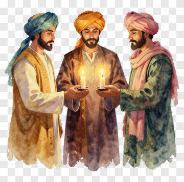 Three Men Holding Candles PNG