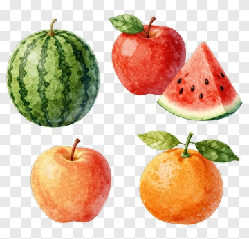 Colorful Watermelon And Apples PNG