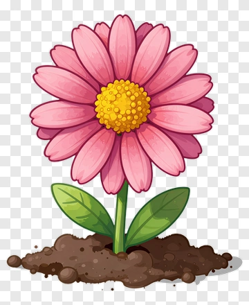 Pink Flower With Green Leaves PNG