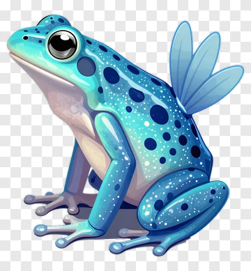 Cartoon Blue Frog With Wings PNG
