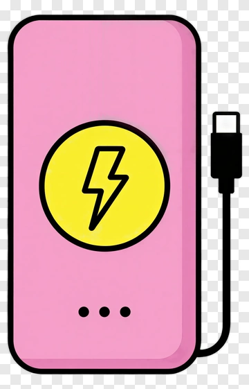 Pink Power Bank With Lightning Symbol PNG