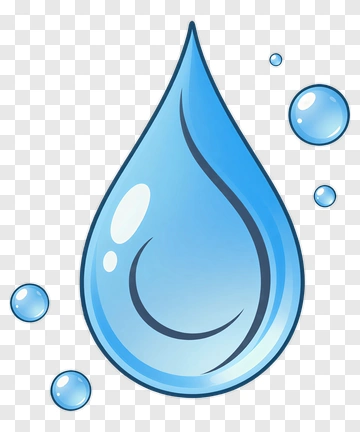 Cartoon Water Drop With Bubbles PNG