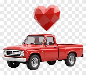 Red Pickup Truck With Heart Icon PNG