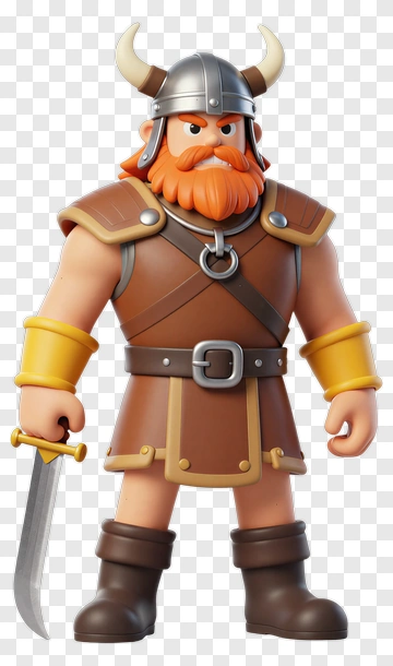 3D Viking Warrior With Sword PNG
