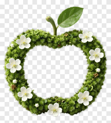 Apple-Shaped Floral Wreath PNG
