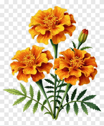 Orange Marigold Flowers PNG