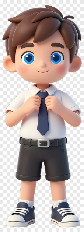Cartoon Boy Adjusting His Tie PNG
