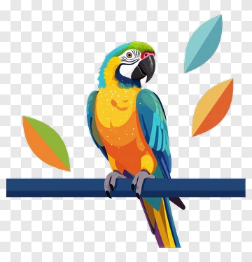 Colorful Parrot On A Branch PNG
