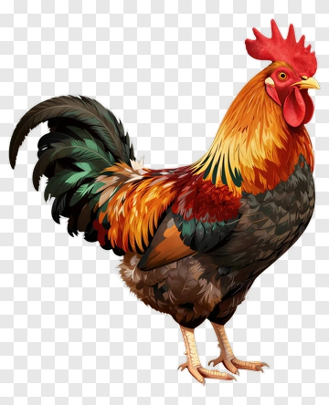 Colorful Rooster Standing Proudly PNG