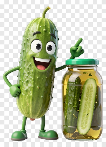 Cartoon Pickle Holding A Jar Of Pickles PNG