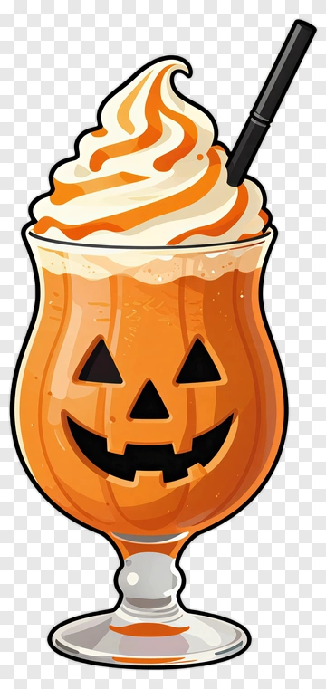 Halloween Pumpkin Drink With Whipped Cream PNG