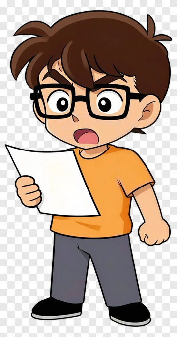 Cartoon Boy Holding A Paper PNG
