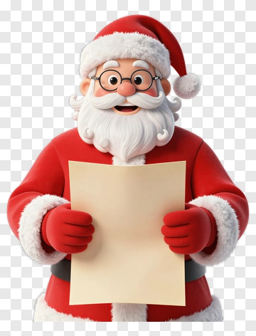 Santa Claus Holding A Blank Letter PNG