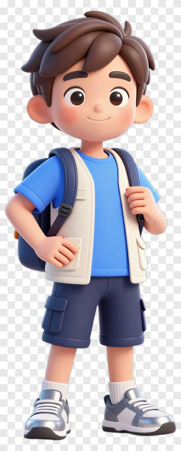 3D Boy With Backpack PNG