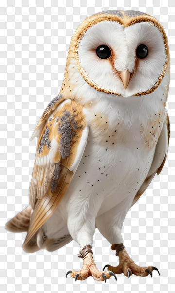 Realistic Barn Owl Standing Proudly PNG