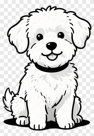 Cartoon White Dog Sitting PNG