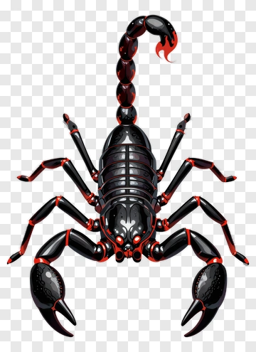 Cartoon Black Scorpion With Red Accents PNG