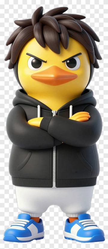 Cartoon Character Duck In Hoodie And Sneakers PNG