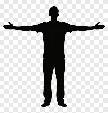 Silhouette Of A Man Standing With Open Arms PNG