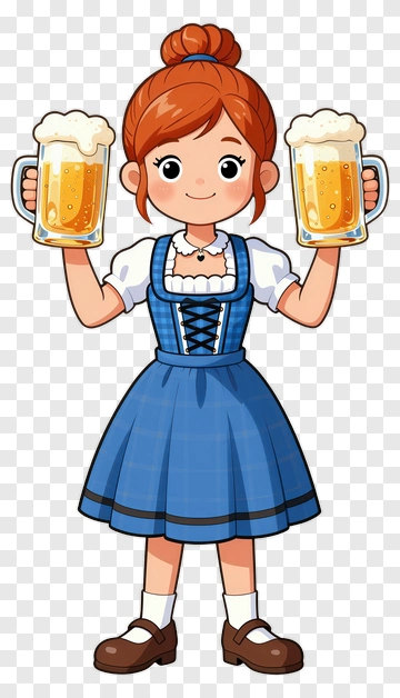 Girl Holding Two Beer Mugs PNG