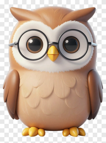 Cartoon Owl With Glasses PNG