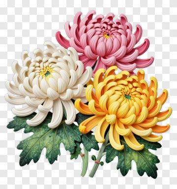 Colorful Chrysanthemum Flowers PNG