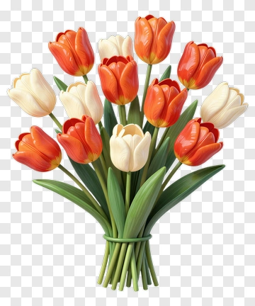 Colorful Tulip Bouquet PNG