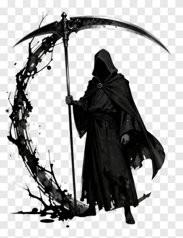 Cartoon Grim Reaper Holding A Scythe PNG