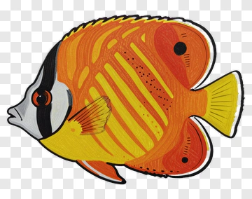 Cartoon Fish With Orange And Yellow Stripes PNG