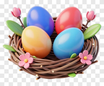 Colorful Easter Eggs In A Nest PNG