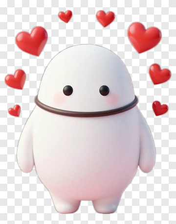 Cartoon Character Surrounded By Hearts PNG