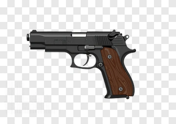 Handgun With Wooden Grip PNG