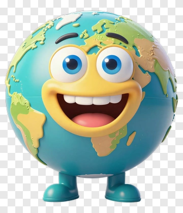 Cartoon Earth Character Smiling PNG