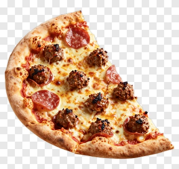 Pizza Slice With Pepperoni And Meatballs PNG