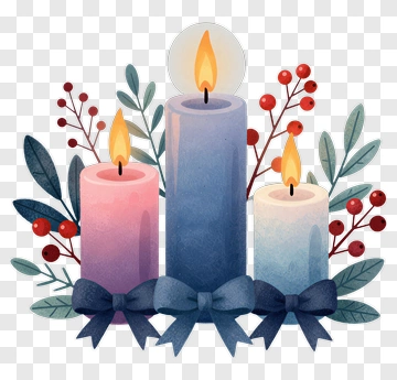 Colorful Candle Arrangement With Greenery PNG
