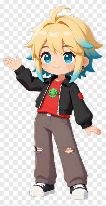 Cartoon Character With Blue And Blonde Hair PNG