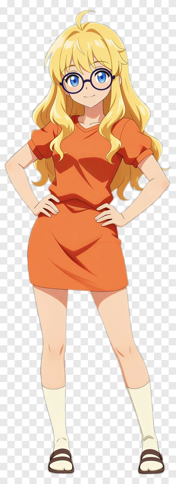 Anime Girl In Orange Dress PNG