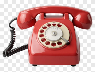 Vintage Red Rotary Telephone PNG