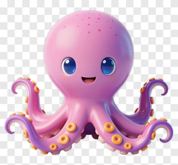Cartoon Octopus With A Happy Expression PNG