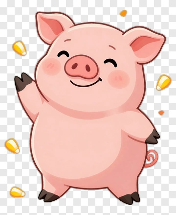 Cartoon Pig Smiling And Waving PNG