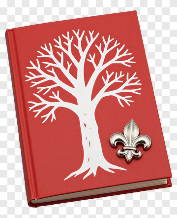 Red Book With White Tree Design And Fleur-De-Lis PNG