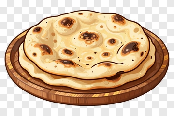 Flatbread On A Wooden Plate PNG